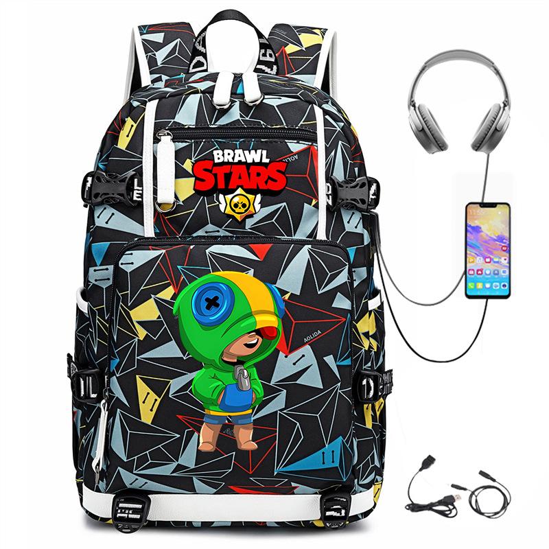 Brawl Stars Peripheral With Usb Backpack Student Outdoor Travel Large Capacity Mountaineering Bag
