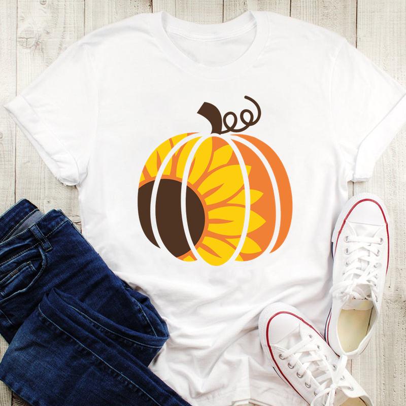 Damesebluse Grafisk trykk Gresskarstil Kaffe Krydder T-skjorter Høst Høst Halloween Oversized T-skjorte Dame 90-talls Tegneserie Topper