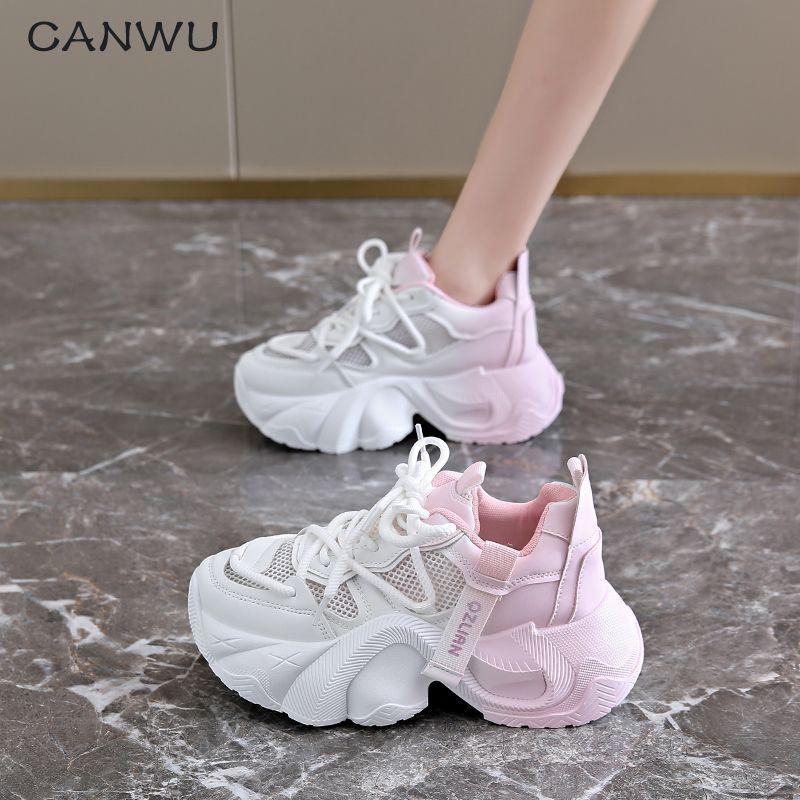 Thick-soled heightening 6 dad shoes women's single mesh breathable 2025 new lightweight casual sports shoes