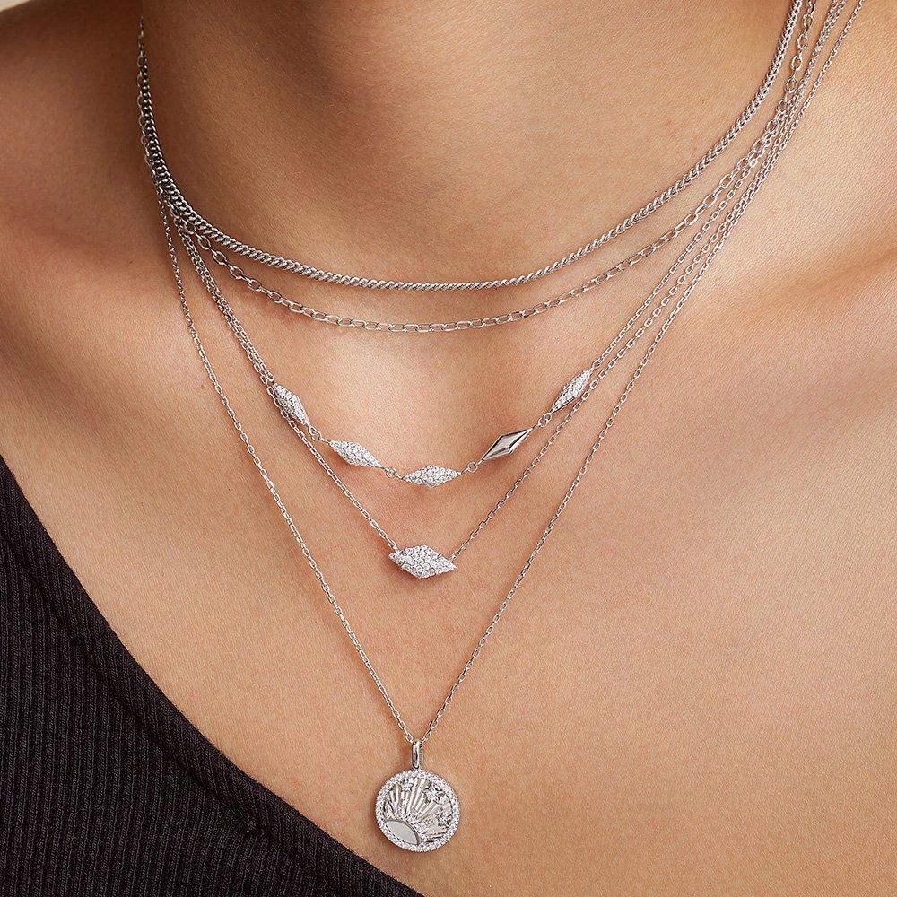 Silver Multi-Sparkle 925 Silver Necklace N061-06H