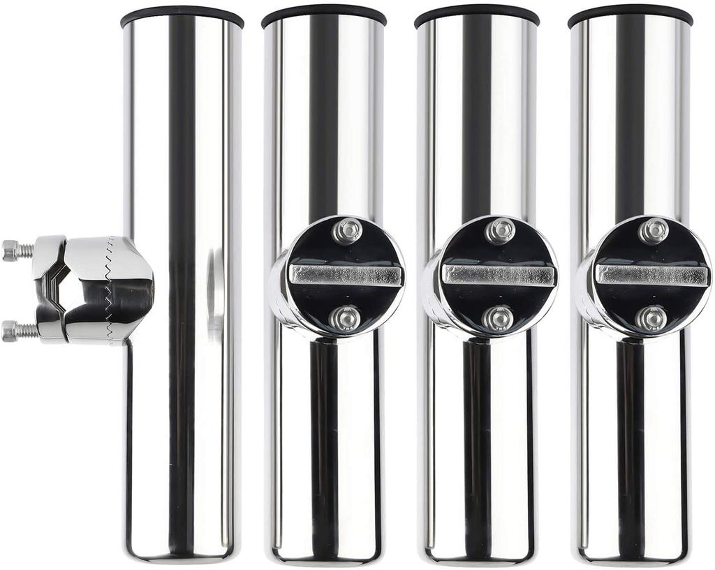 Stainless Steel Boat Rod Holder Rod Holder Set of 4 Adjustable Angle with Hex Wrench Inch 4 Amarine-made Clamp-on (22-25mm / 7/8-1 Pieces)