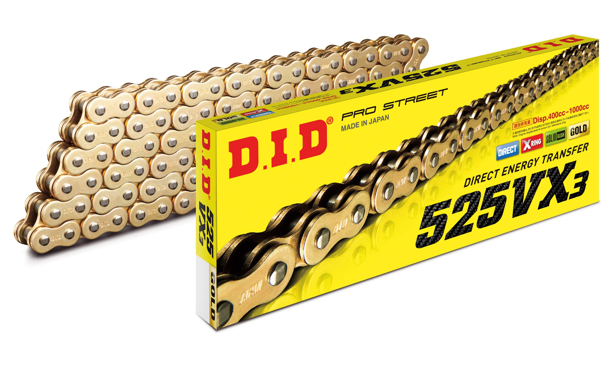 

Motorcycle Chain Caulk Joint Included For Two Wheel Motorcycles D.I.D 525VX3-120ZB G&G (Gold)