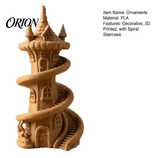 Fantasy Room Decor 3D Printed Spire Castle Ornament with Spiral Staircase, Resin Sculpture, Retro Study Window Displays Fairy Tale Desktop Decoration