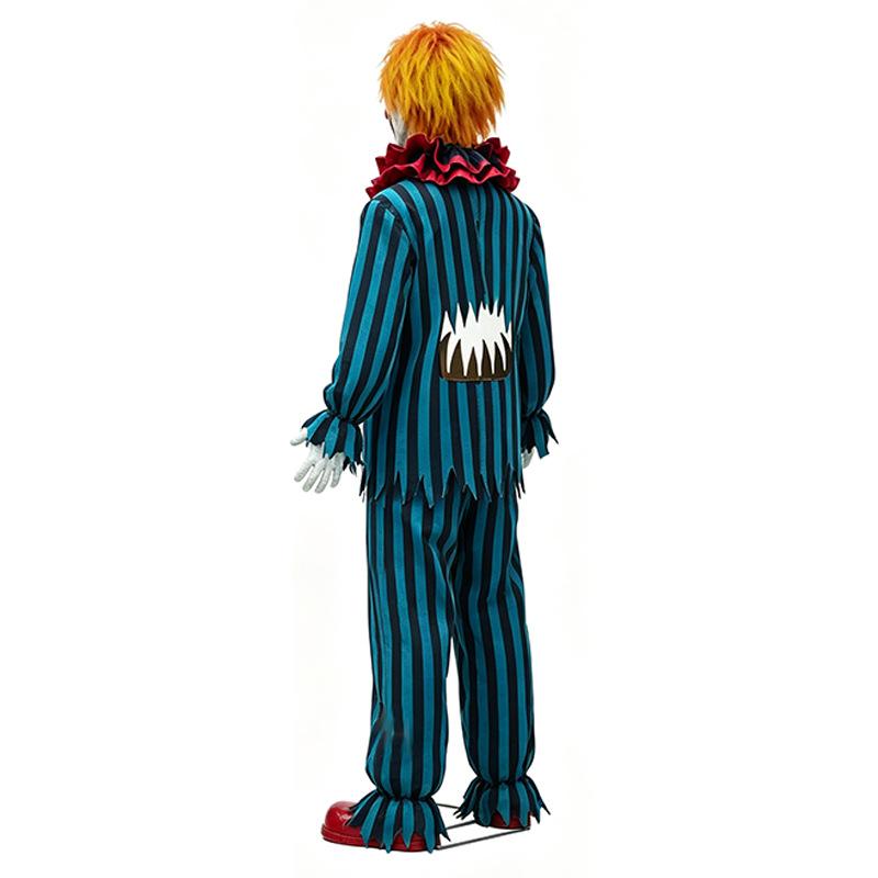 Hollow Out Joker Striped Terrifier Cosplay Costume, Pennywise Horror Mask Outfit