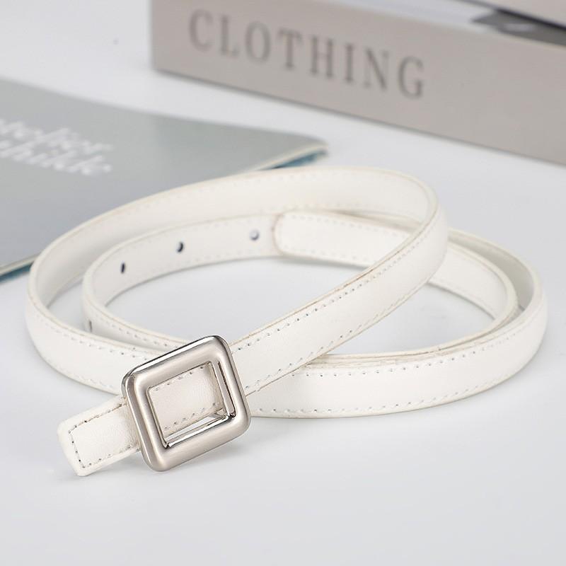 Womens Slim Leather Belt With Zinc Alloy Buckle Adjustable 100cm/110cm Fine 1.4cm Width Casual Office Dress Outfit