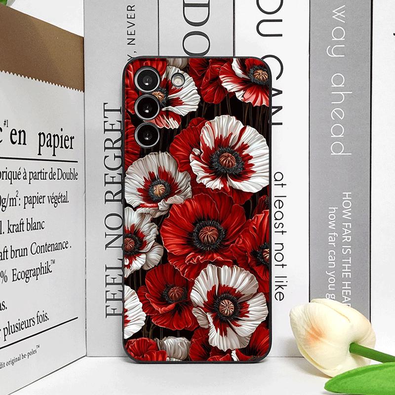 Retro Mohnblüte Blüte Heißes Rotes Bedrucktes Handyhülle für Samsung Galaxy A56 A14 A55 A16 A54 A36 A53 A52 A51 A22 Florale Weiche Hülle