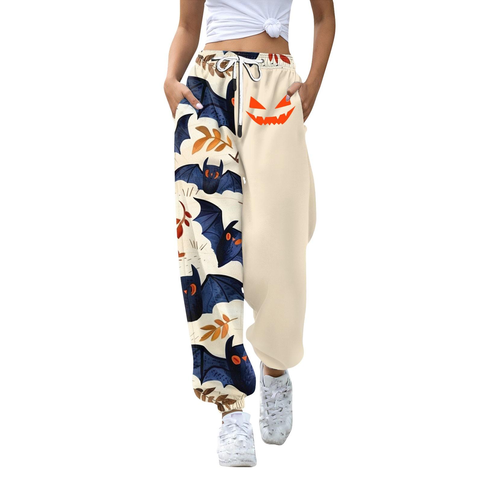 

Женские повседневные модные спортивные штаны с принтом на Хэллоуин, повседневные брюки M бежевый