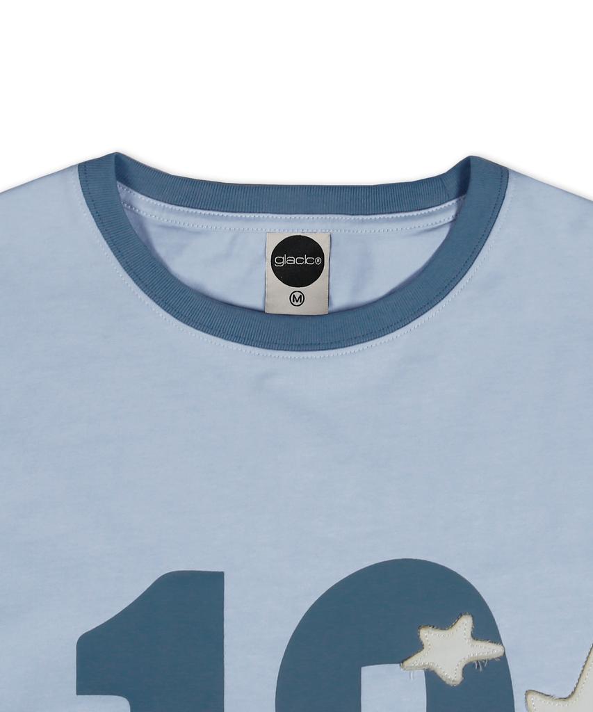 GLACK Gt124 Numbering Star Applique T-Shirt (Blue)