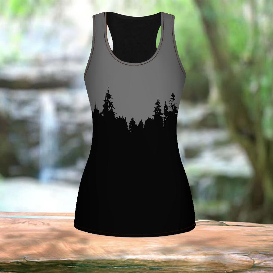 3D Green Pine and Cypress Print Women Workout Yoga Gym Printed Summer Sport Shirts Plus Size Vests