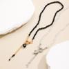 Fashion Vintage Black Geometric Crystal Chain Zircon Crystal Heart-Shaped Pendant Necklace for Women Female Boho Jewelry