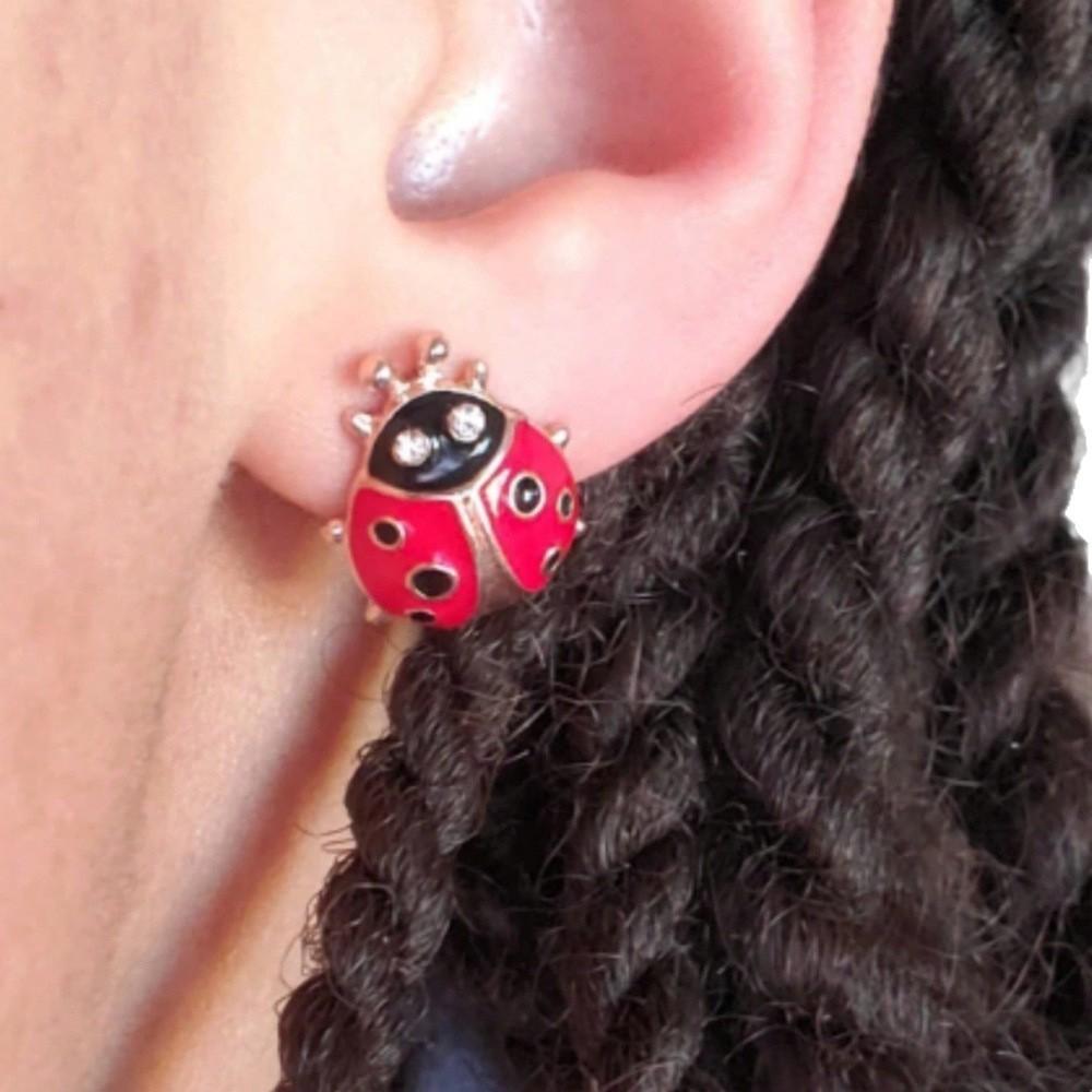 Pinkdudu Cute Red Ladybug Drip Glaze Beetle Stud Earrings Personality Trendy Insect Earrings for Women Versatile Fashion Accessory PD2540
