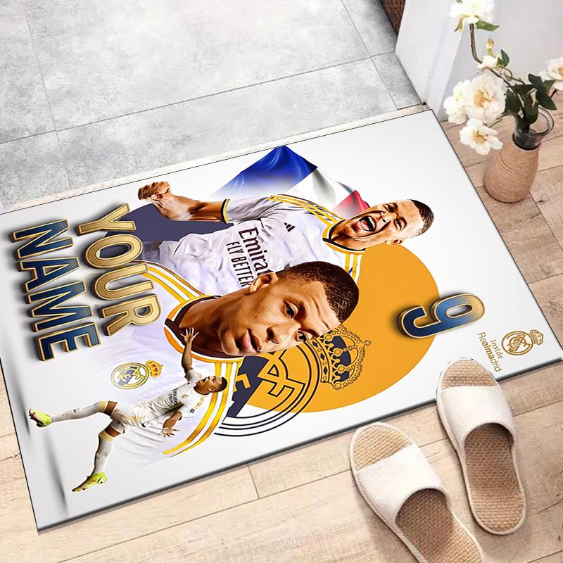 M-Mbappe Design Area Rug Personalized Name- Non-Slip, Soft & Cozy Floor Mat for Living Room, Office - Indoor/Outdoor Carpet