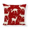 Red Series Santa Claus Pattern Throw Pillow Cover with Short Plush Print for Living Room Sofa Decoration Cushion Cover