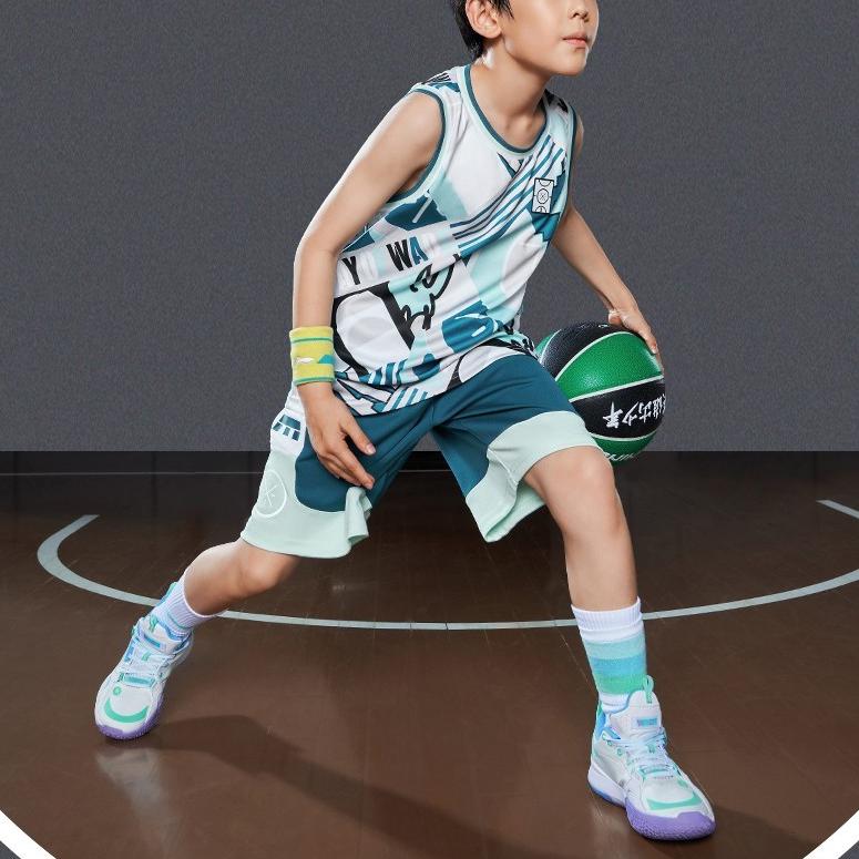 Li Ning All City 10 V1 Low Basketball Shoes Kids sneakers White Green YKBS024-3