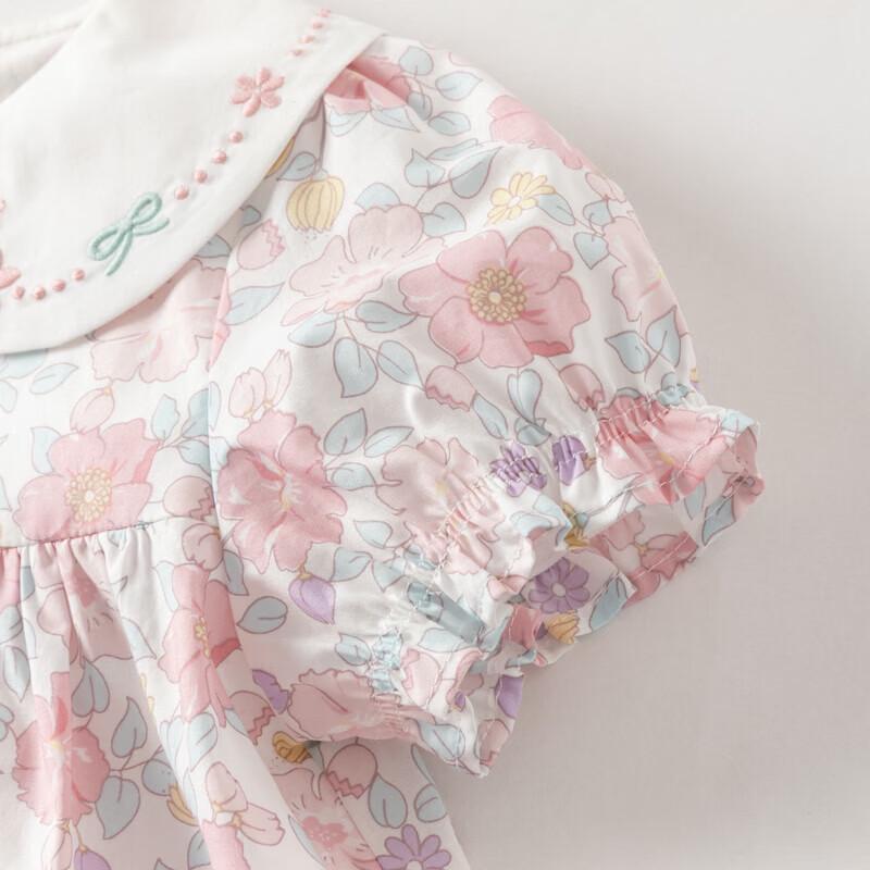 DAVE & BELLA Girls' Floral Print Cotton A-line Dress