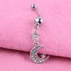 Punk Crystal Moon Dangle Navel Piercing Rings Body 316L Surgical Steel Belly Button Ring Jewelry