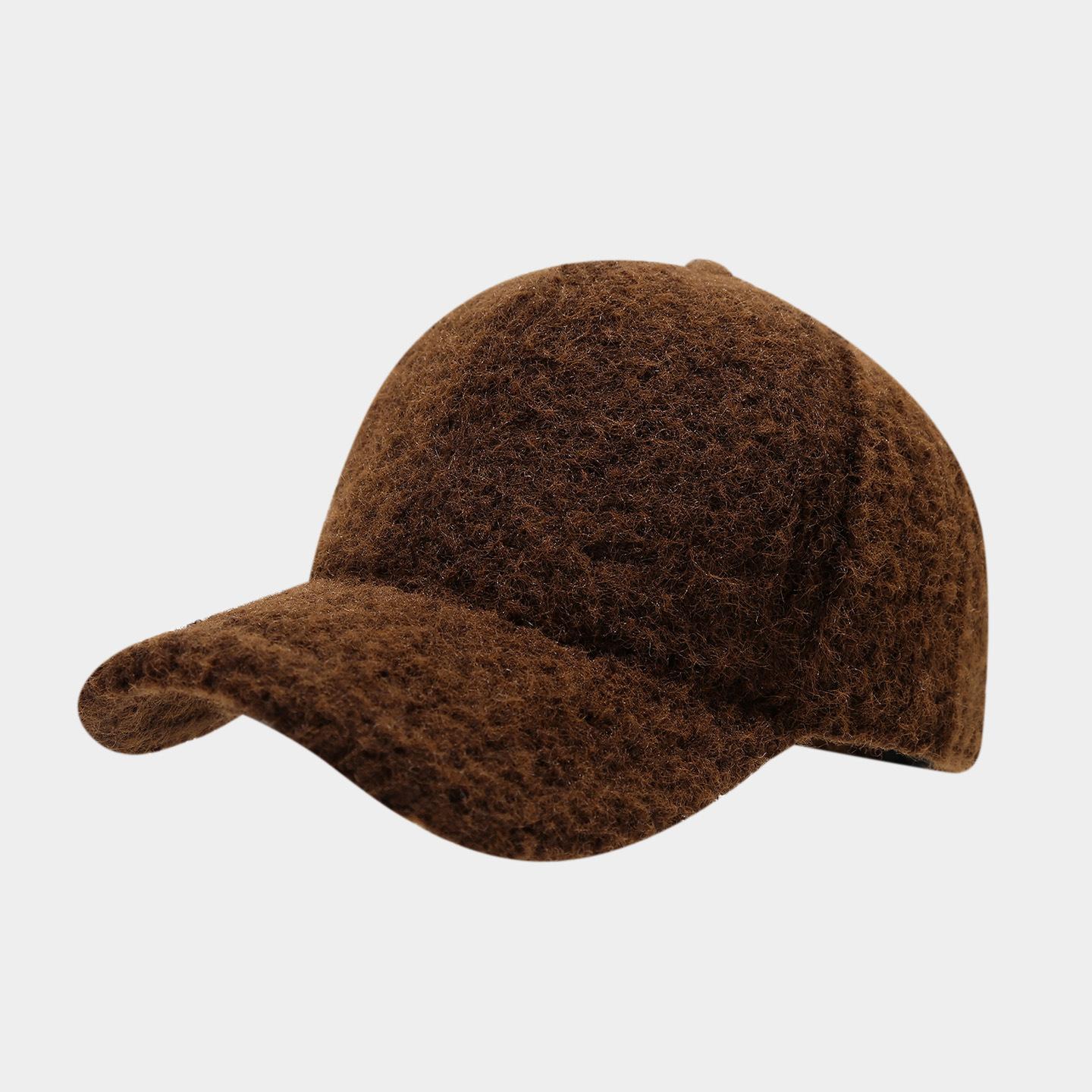 

Autumn Winter Baseball Cap Casual Solid Color Simple Thickened Warm Snapback Hats For Women Men Unisex Casual 56-58cm коричневий