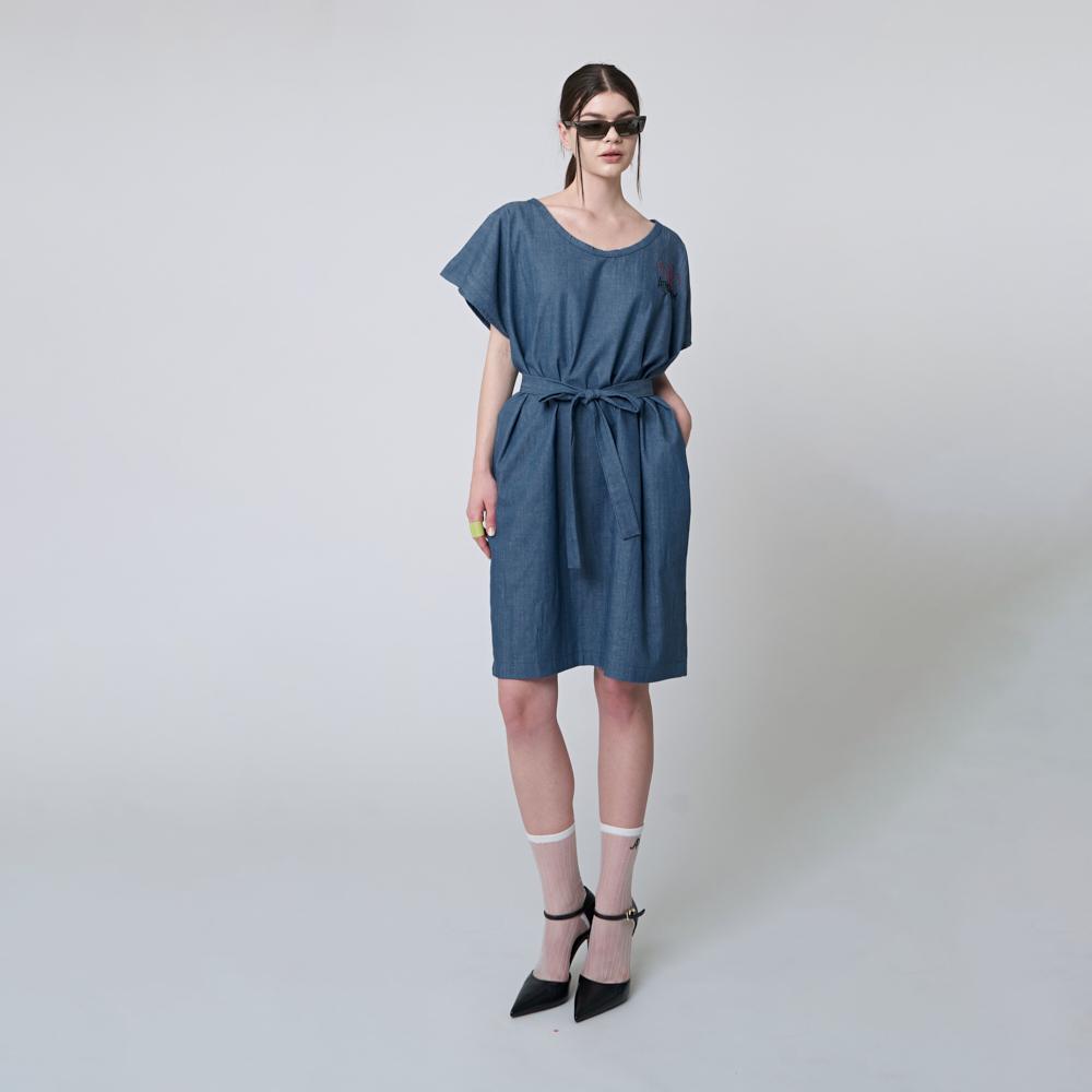 As Platform Aw41Op01 Cozy Belted Dress_Indigo Blue