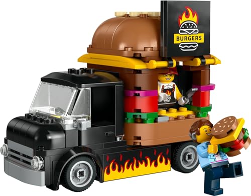 LEGO City Burger Truck Toy, Birthday Gift, Educational Building Blocks, for Boys and Girls, Ages 5, 6, 7, and 8, Vehicle, Miniature Car, Model Car, 60