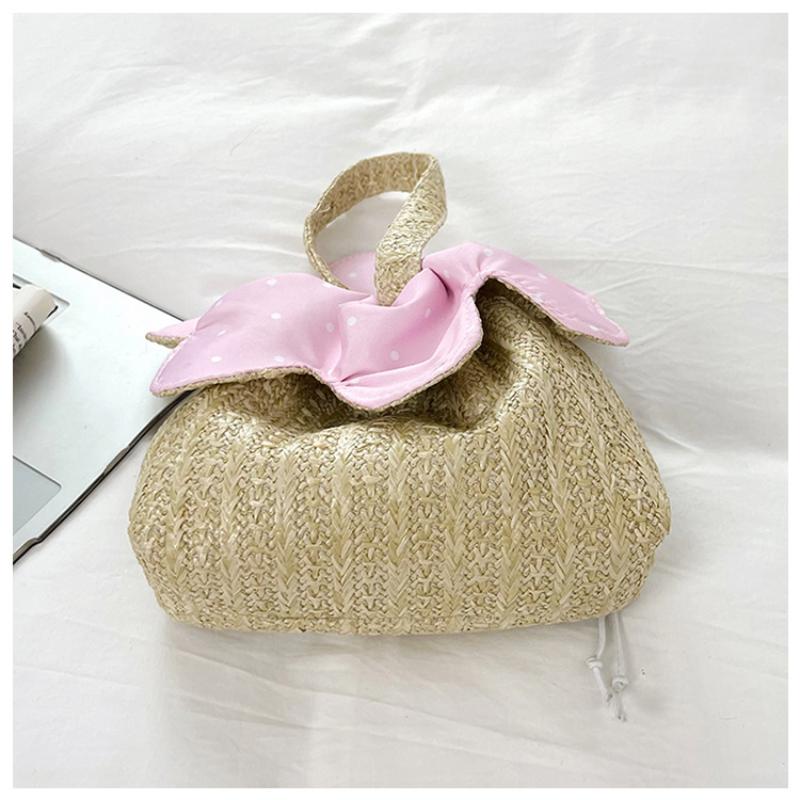 Floral Print Drawstring Crossbody Bag Korean Style Pocket Flower Pattern Durable Canvas Shoulder Bag for Daily Carry