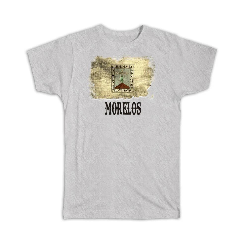 Gift T-Shirt : Morelos Mexico Distressed Flag Vintage Mexican Expat Country S