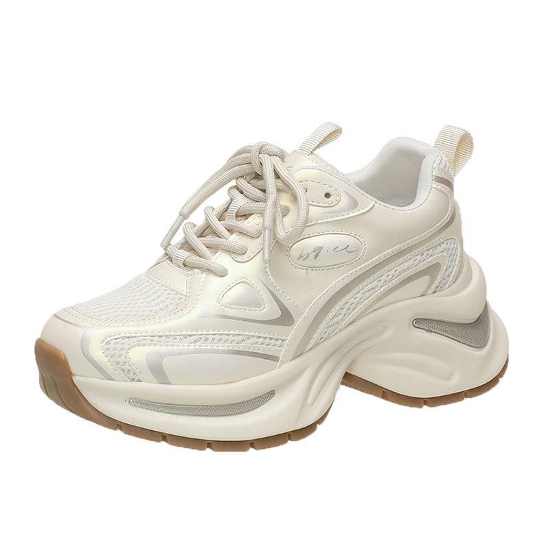 Height-increasing Platform Casual Sports Shoes, Super Fire Little White Shoes, Women's Spring 2025 New Small Silver Dad Shoes