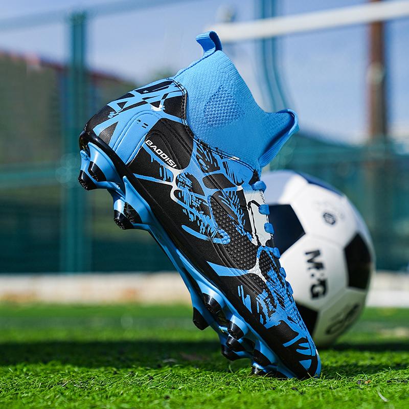 32-46 Men's/Kid's Large Smalid Outdoor Football Shoes Long Nail Anti-Slip-resistant Artificial Cover Five Person Football Sneakers