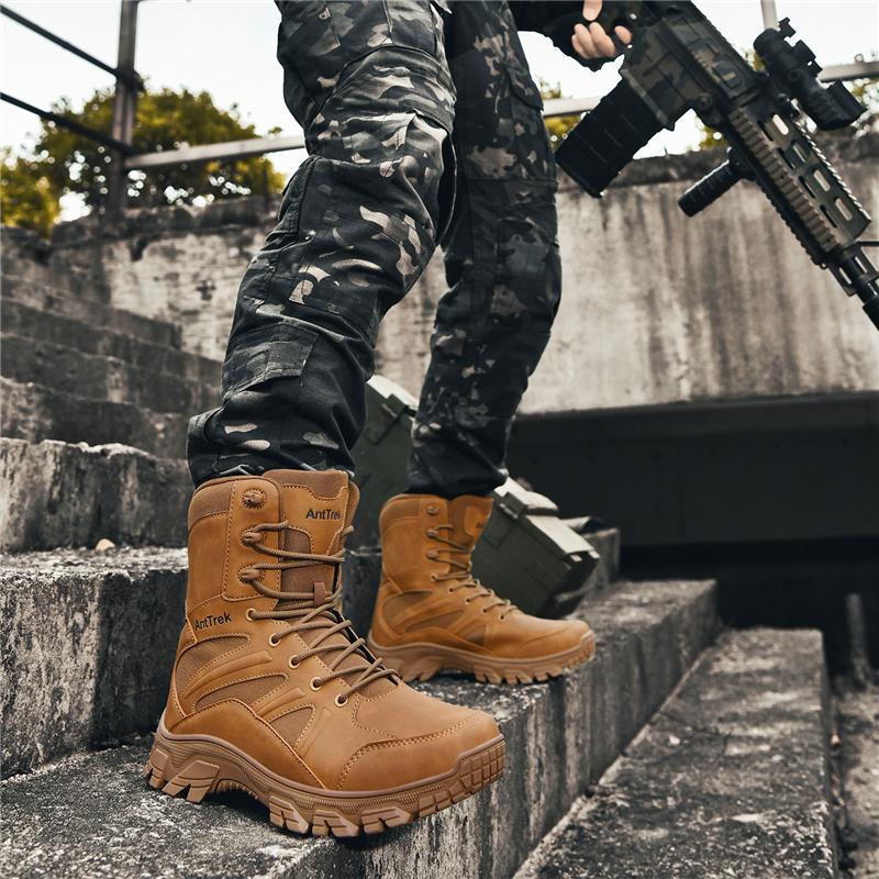 Fashion Male Comfortable High Top Hiking Shoe All-match Male Basic Boots Outdoor Leather Casual Shoes Fashion Men's Motorcycle Boots