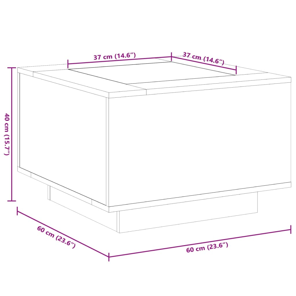LED Coffee Table in Sonoma Oak 60 x 60 x 40 cm Particleboard