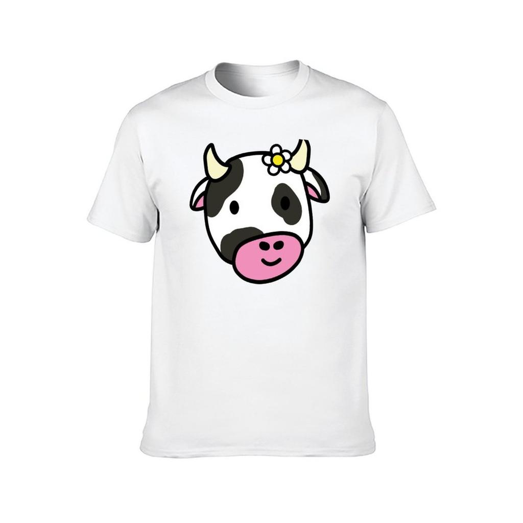 Cute cartoon dairy cow doodle with a daisy flower TShirt t shirts for man cotton t shirts for man graphic tees TShirt