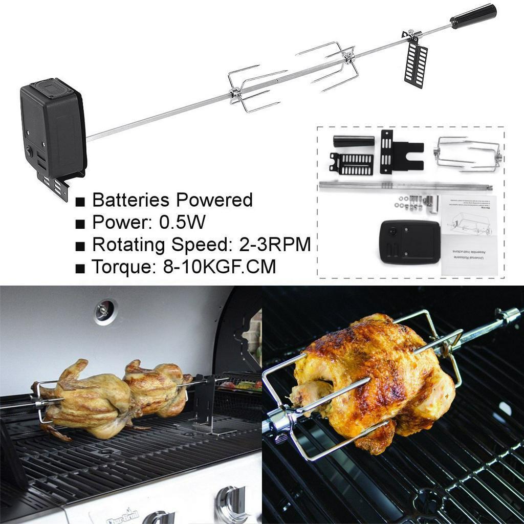 0.5W Stainless Steel BBQ Grill Motor Meat Forks Set Automatic Spit Rod Outdoor Camping Picnic Rotisserie Parts Kit Coing Tools