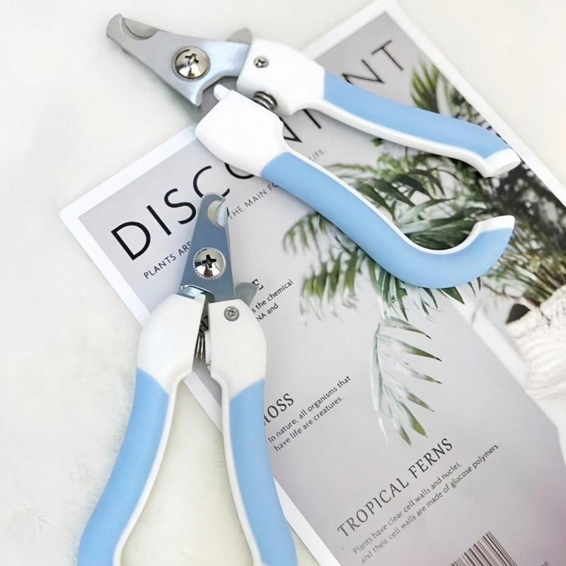 Professional Blue Stainless Steel Pet Nail Clipper Trimmer with Guard for Small Dogs Cats Non Slip Grip Handle Painless Nail