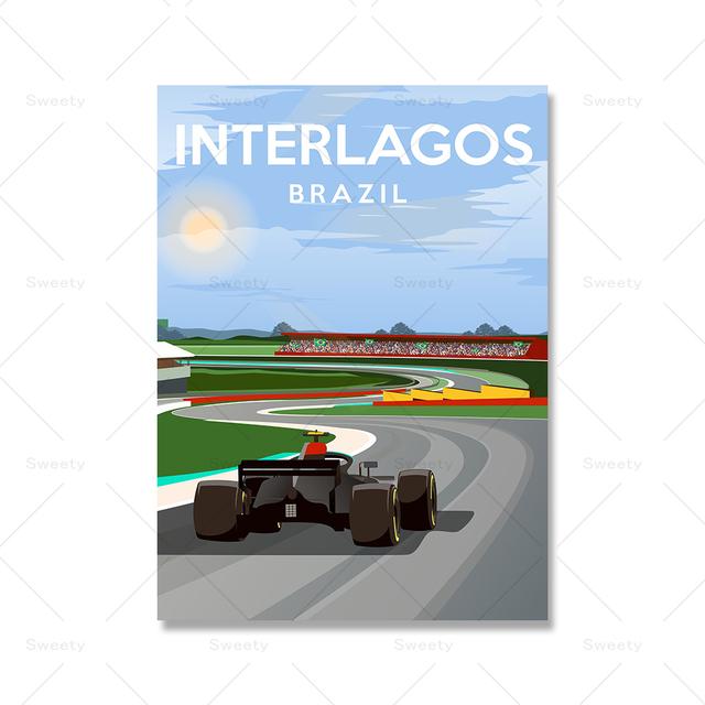 Monaco Interlagos Spa trykte plakater Racing kanadiere maler moderne abstrakte veggkunstbilder