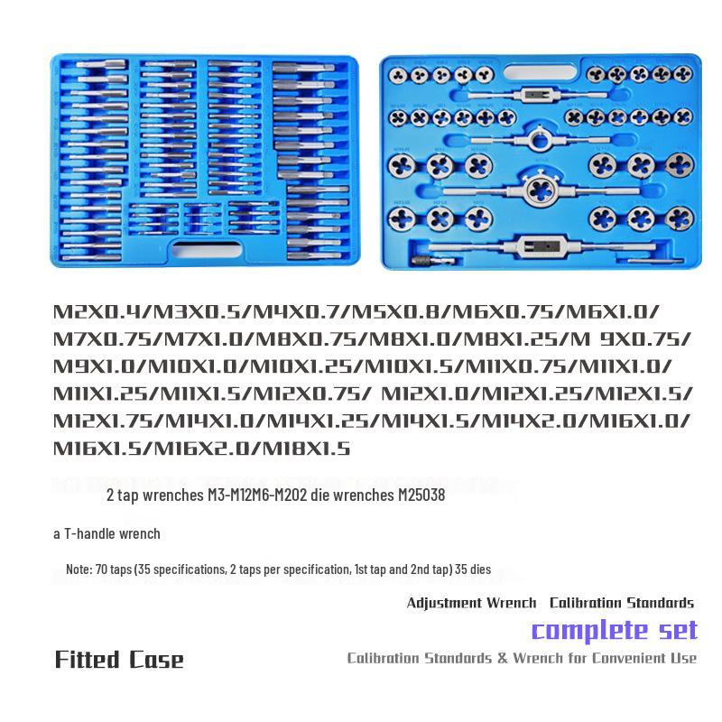Tap and Die Set, 110pc Metric/Imperial, Alloy Steel, Auto Repair Tools