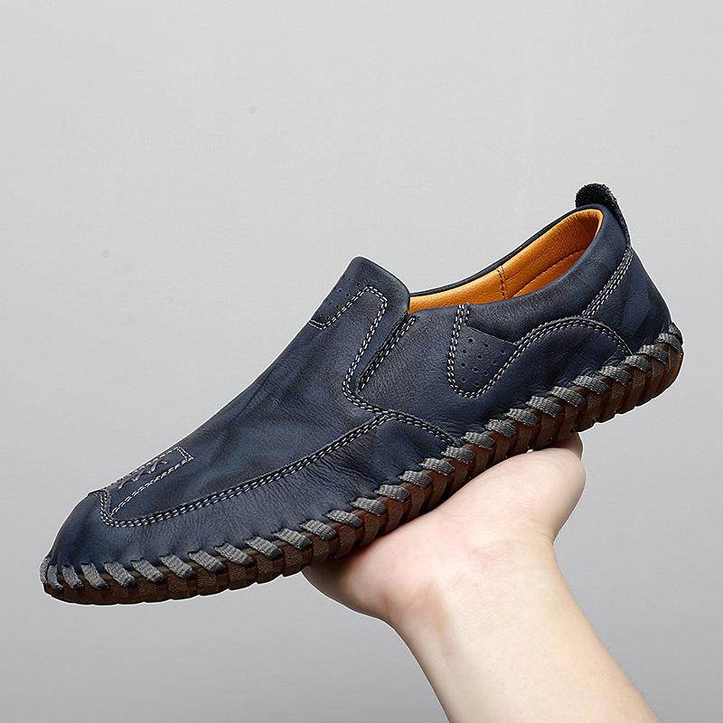 

2024 новые мужские повседневные туфли ручной работы из натуральной кожи, туфли Doudou с одной педалью, подошвы из говяжьих сухожилий, универсальные модные мужские туфли 38 синий