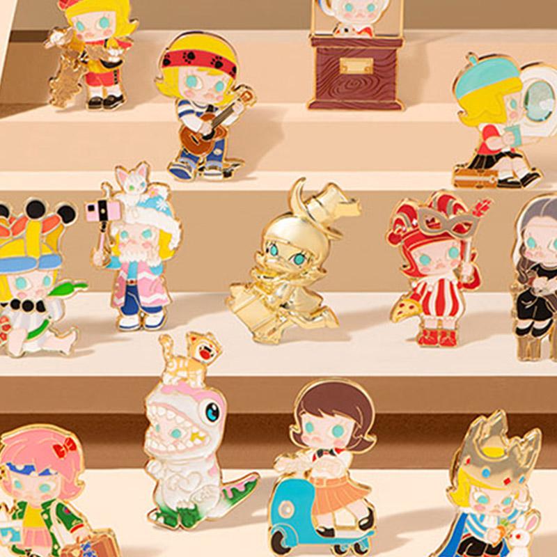 POP MART Molly Fantasy Hobo Memo Collection Badge Blind Box Products, Single Mystery Box