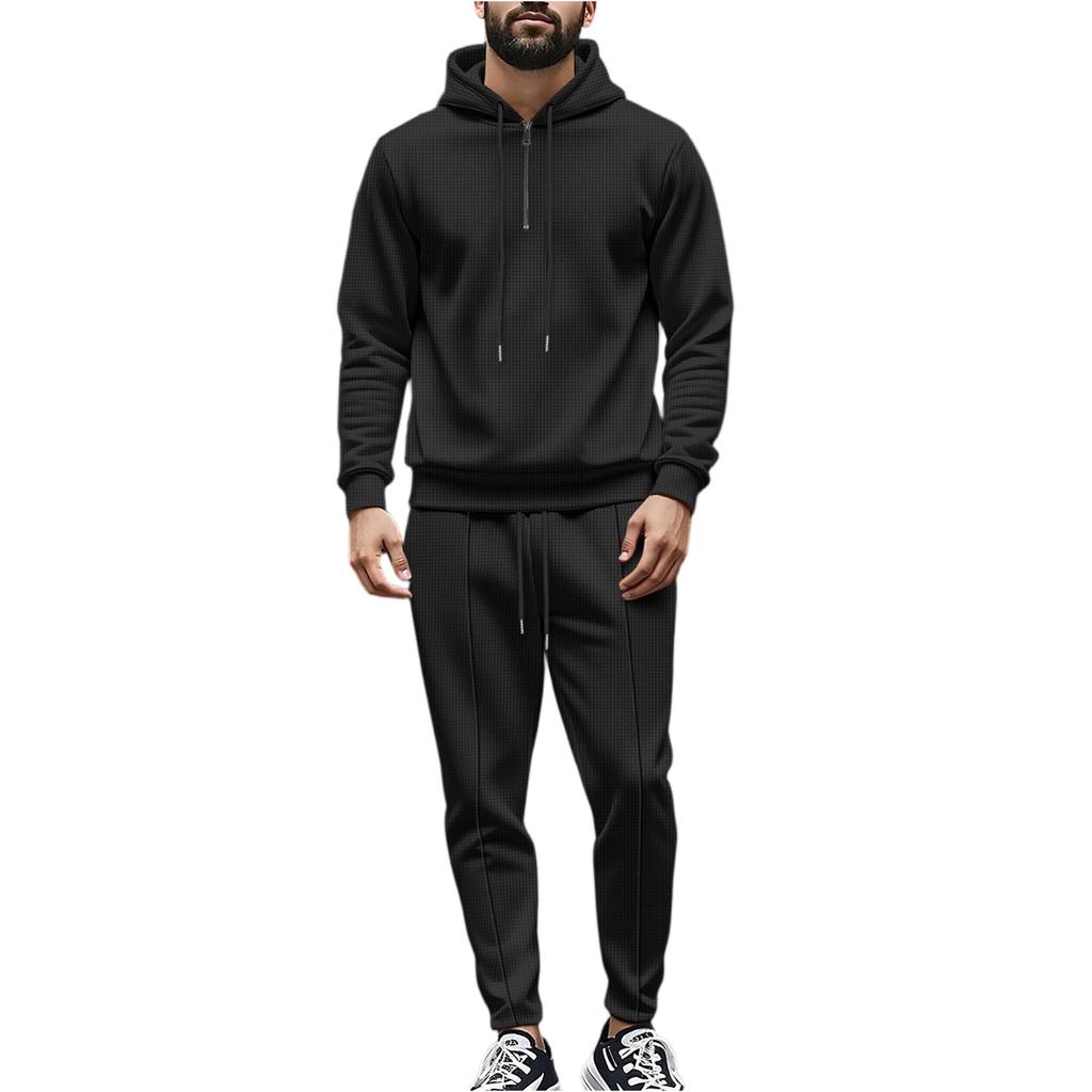 Męski dres Męski dres sportowy casual w jednolitym kolorze