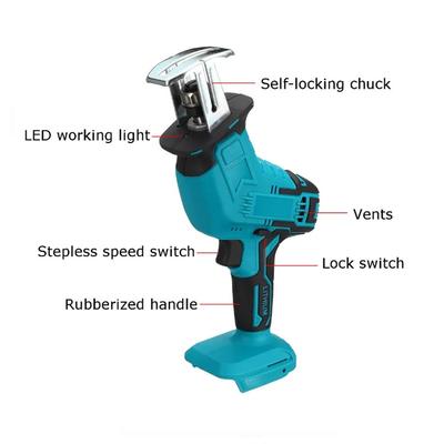 Akku-Säbelsäge für 18-V-Makita-Akku, multifunktionale tragbare elektrische Sägen, Säbelsäge zum Schneiden von Metall und Holz
