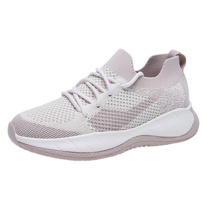 2025 new autumn casual women's shoes soft-soled sports running shoes breathable versatile flying woven shoes mother walking shoes