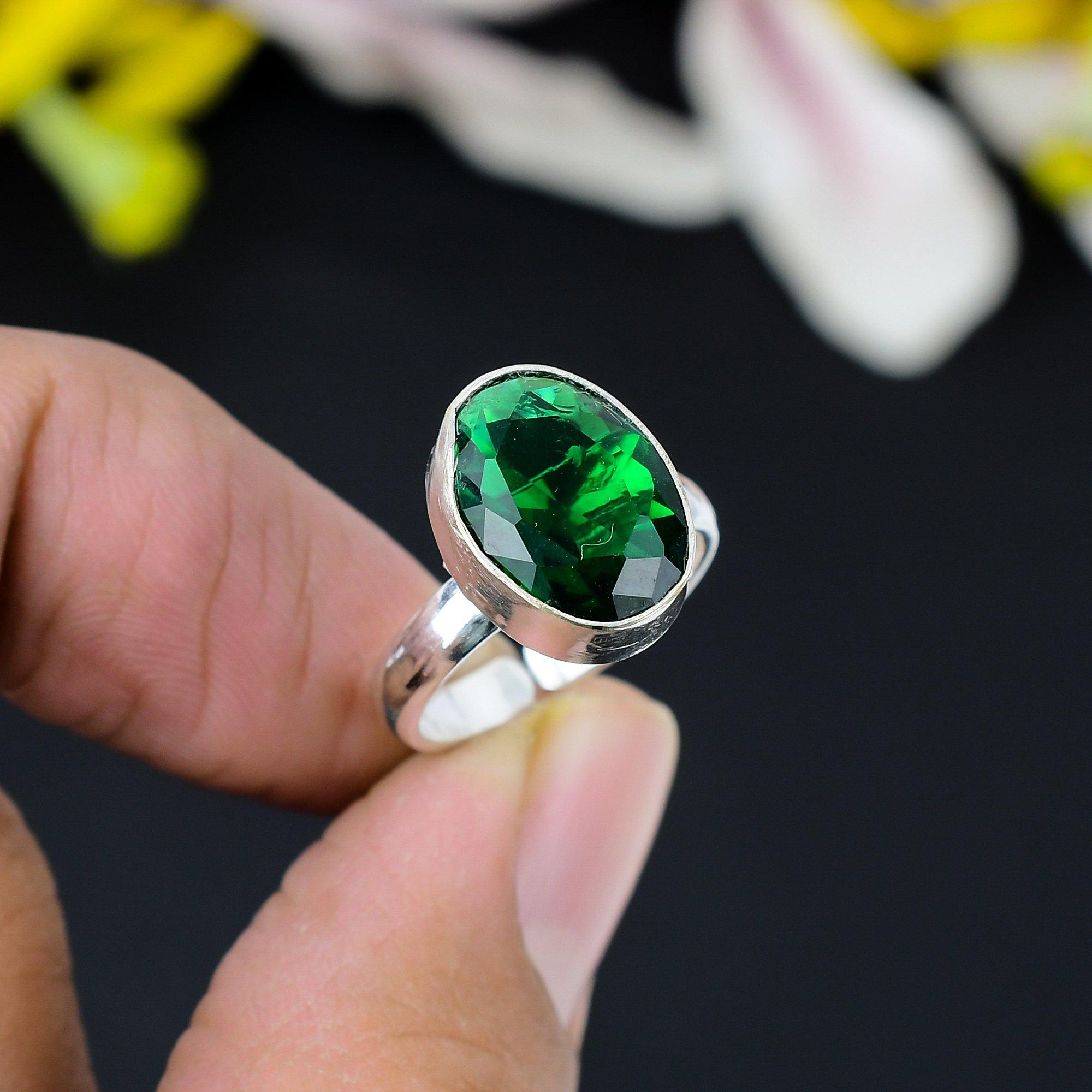 

Chrome Diopside Gemstone Handmade 925 Sterling Silver Jewelry Ring Size 8 KG-360