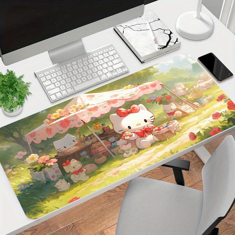 1pc Hello Kitty Outdoor Market Spring Flowers cartoon Mouse Pad Design - Washable, Artwork for Desk & Computer, Large Mouse Pad