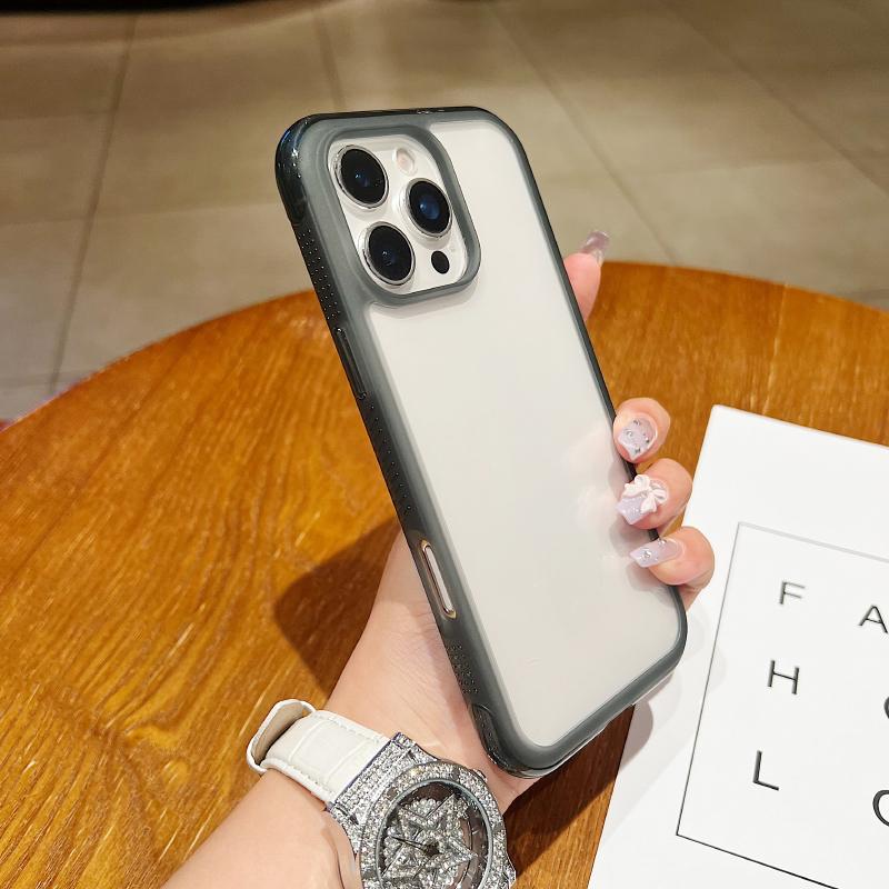 New Solid Color Border Four Corner Anti Fall HD Transparent Bumper Phone Case For iPhone 17 Pro Max Air 15 12 13 14 16 Pro Max