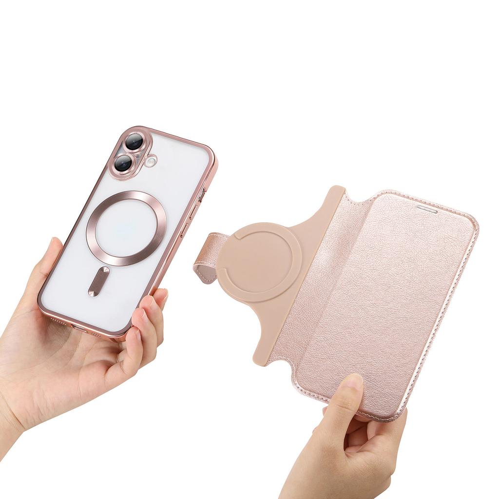CASENEO For iPhone 16 Case with Lens Film TPU Inner Shell Detachable Leather Phone Cover