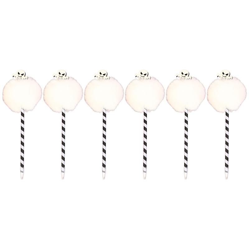 6 Pcs Halloween Pen Pumpkin Ballpoint Pen Smooth Writing Pen 0.7mm Oil Pen Pompoms Ballpoint Pen School Office Supplies