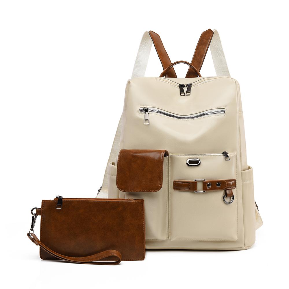 

Women s Retro PU Backpack Travel Backpack with Coin Purse білий