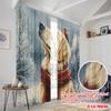 2pcs,2D Plane Printing Curtain Fabric Cute Dog Versatile 100% Polyester (without Rod) Art Deco Festive Use for Living Room,