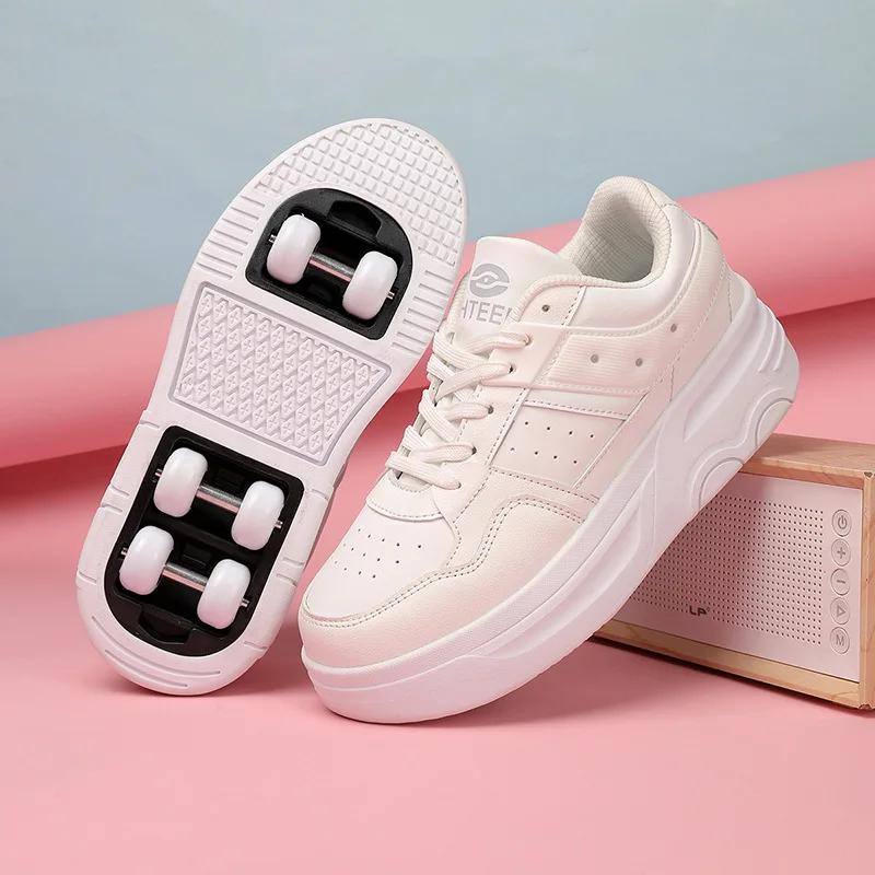 

Роликовые кроссовки на 6 колесах, кроссовки на колесиках, обувь с роликами 2-в-1, съемные роликовые коньки для катания и паркура 41