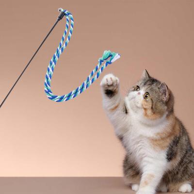 Yousheng Cat Tease Stick Toy Bite-Resistant with Bell Kitten Playing Interactive Teaser Wand Toys Handwoven Cotton Rope Pet Accessories
