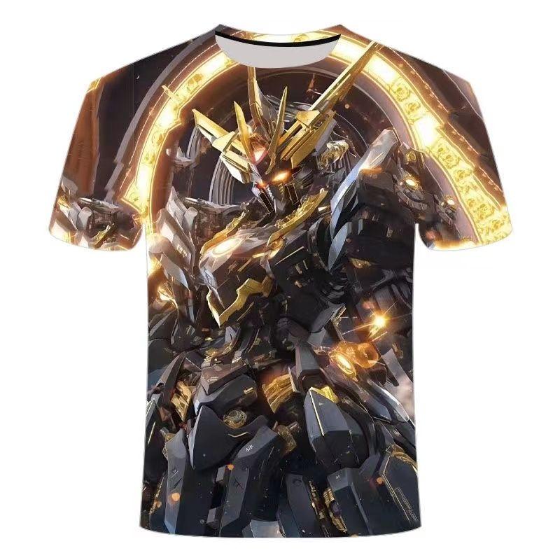 

Летний тренд, персонализированная 3D-печатная футболка с короткими рукавами, модная крутая футболка серии Mecha, круглая горловина, футболка больших размеров 6XL