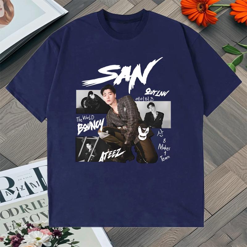 Fashion Summer 2026 Ateez World Tour Graphic Printed Oversized Tshirt Crew Neck 100 Cotton Short Sleeve Tshirts Unisex Tops
